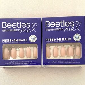 Beetles Press-On Nails 28 PCs Oval Shaped Gradient Color with Glue - 2 PACK